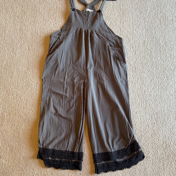 Stylish Brown Wide Leg Jumpsuit with Black Trim - Picture 1 of 3